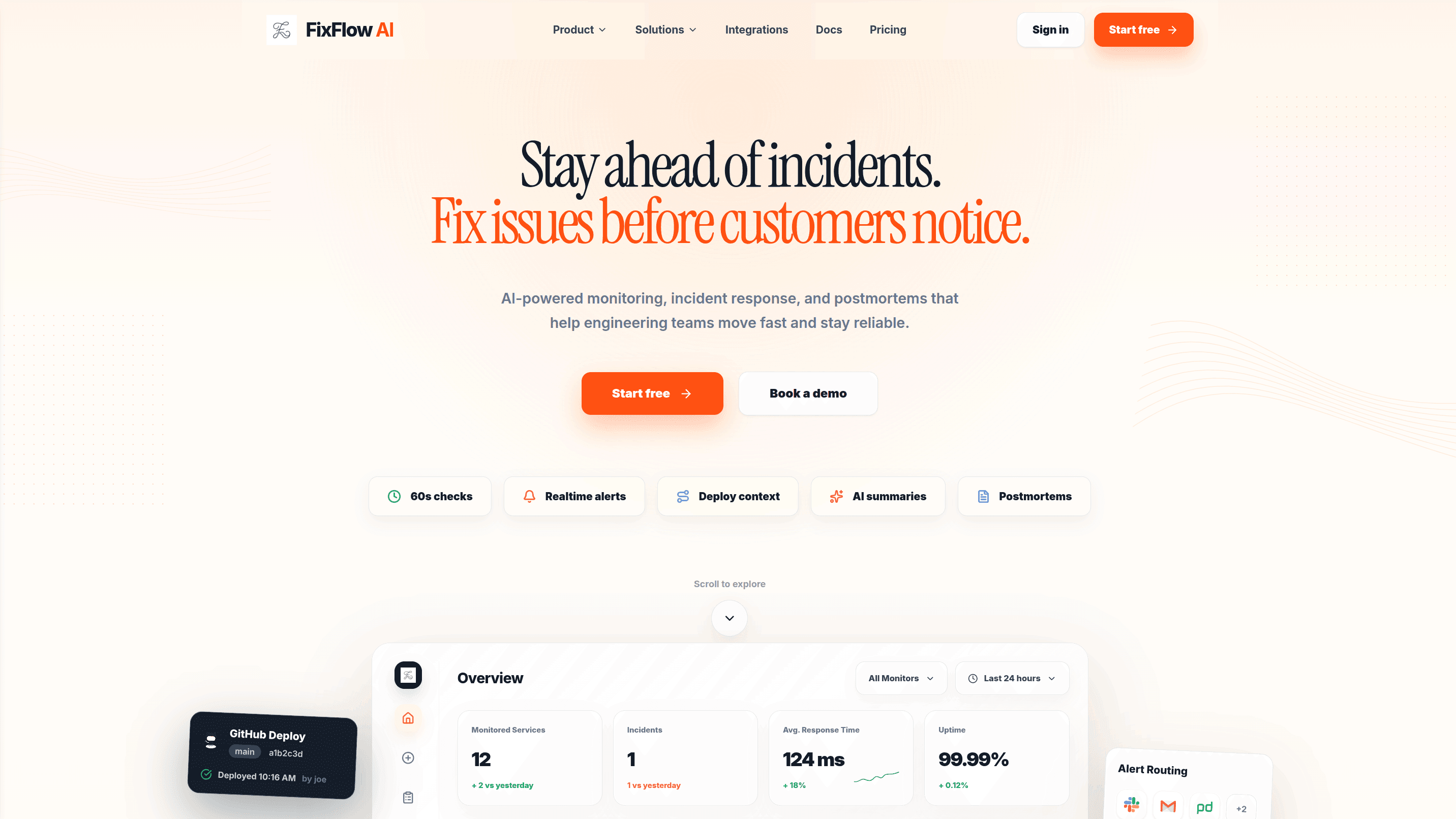 FixFlow | AI-Powered SRE Platform preview